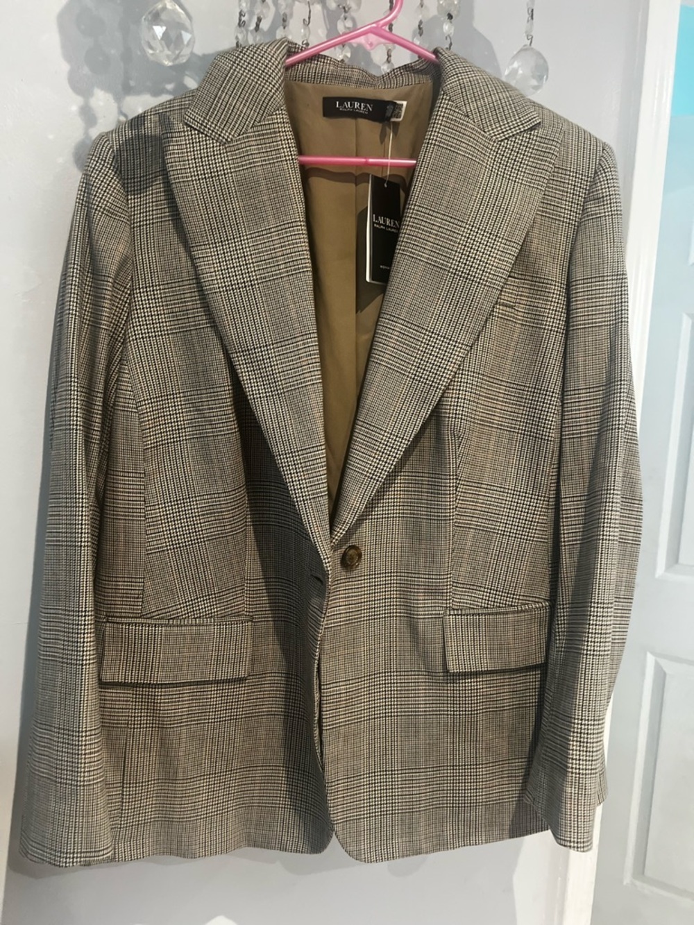 RALPH LAUREN WOMEN'S  GLEN PLAID COTTON-BLEND TWILL BLAZER NWT